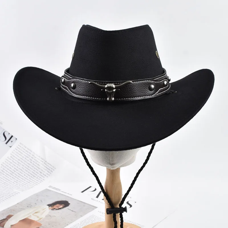 Cowboyhut im westlichen Stil für Männer und Frauen, Vintage-Stil, Gentleman, Cowgirl, Jazz-Hut, Outdoor-Reise, Ritterhüte – Detail 4