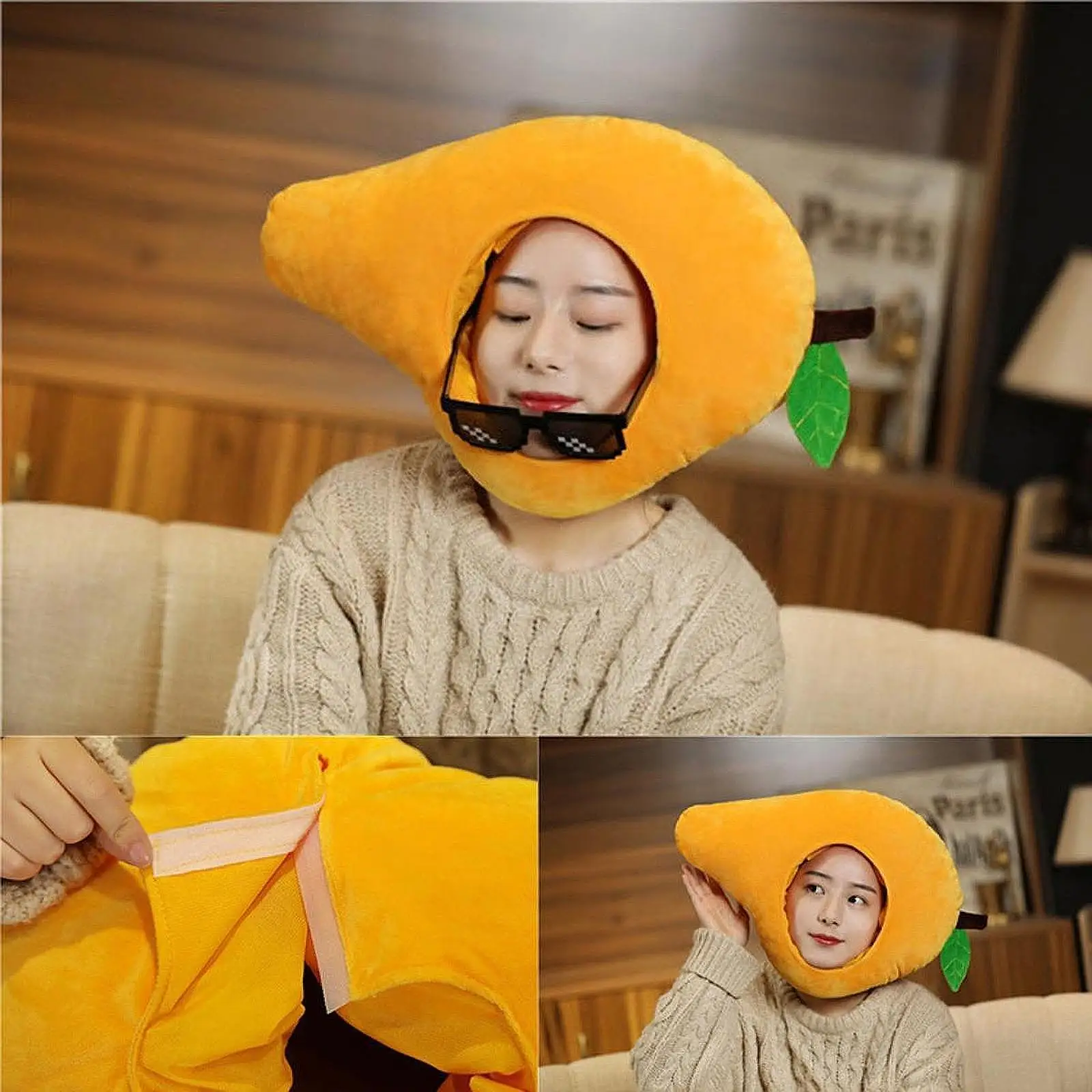 Plush Headgear Mango Hat Hood Party Hat Lovely for Kids Adults Headwrap Headwear