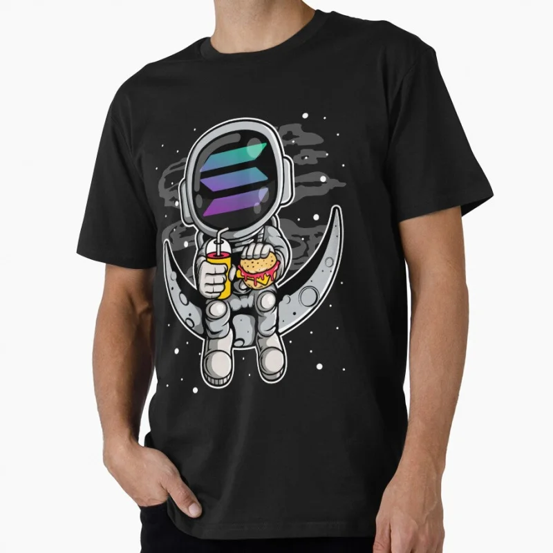 

Astronaut Fastfood Solana SOL Coin To The Moon Crypto Token Cryptocurrency Blockchain Wallet HODL Gift T shirt Large size Tops