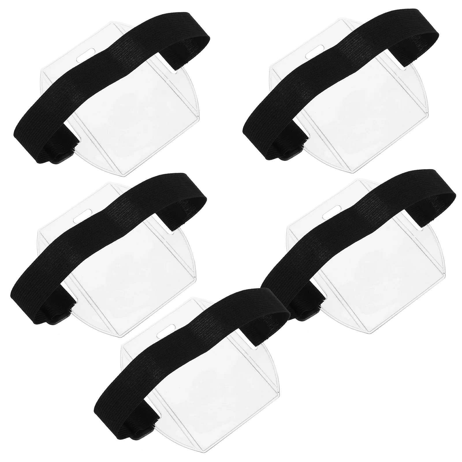 

5pcs Pvc Waterproof Armband Badge Holder Elastic Id Card Lanyard Clear Visibility Name Tag Universal Work Pass Multifunctional