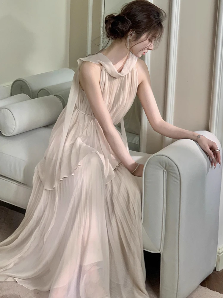 Blanc décontracté deux pièces ensemble femmes Svel haut jupe plissée Vaion longue Dr Ele haut de gamme sentiment été Faion