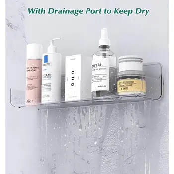 מדפי מקלחת, דבק שקוף אקריליק אמבטיה מקלחת caddy ארגונית, שקוף ללא קידוח קיר אמבטיה אחסון 10 best sales ארגז אמבטיה - №2