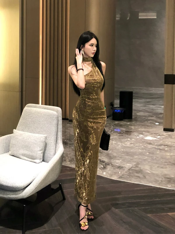 

Золотой бархатный асимметричный oulder Dr Luxury Sensation Year End Par Бальное платье с рисунком совы, длинная юбка с запахом