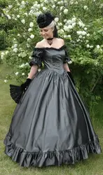 1860s Civil War Southern Belle Gown Evening Dress Victorian Day Dress Rococo Renaissance Off Shoulder Ball Gown