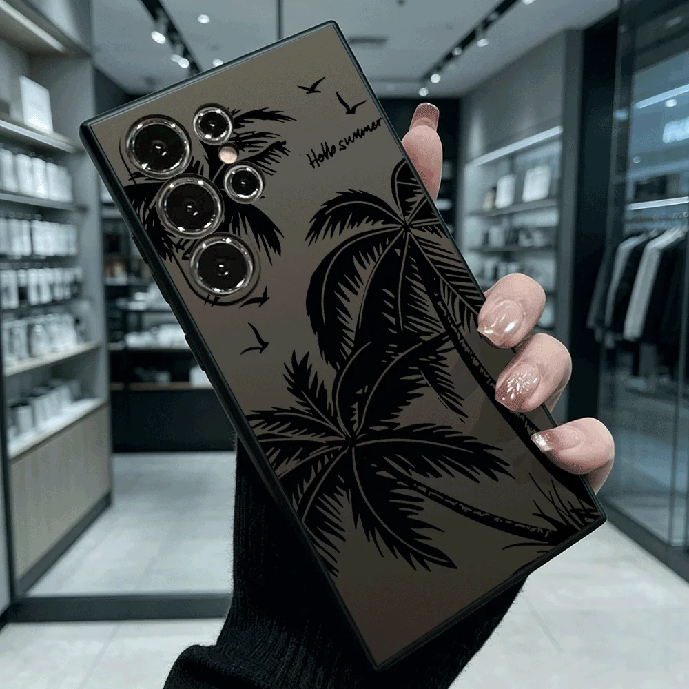 Kokosnuss & Möwen Stoßfeste Weiche TPU Rückseite Hülle für Samsung S22 S23 S24 S25 S26 Ultra A16 A35 A55 Anti-Sturz-Schutzhülle