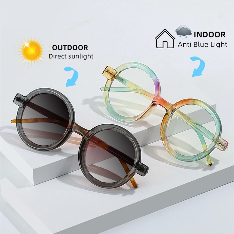 New Classics Brand Design Vintage Round  Women Frame Photochromic Anti Blue Light Prescription Femal Customized Reading Glasses