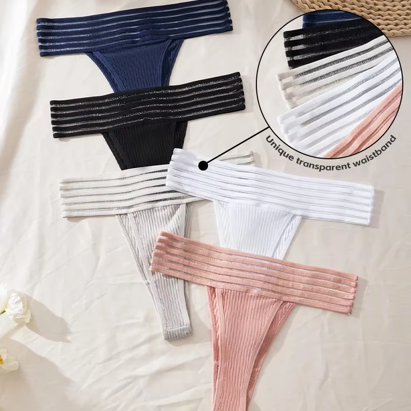 3-teiliges Damen-Unterwäscheset mit nahtlosem T-String aus dehnbarem Strickstoff, perfekte Passform, weich und hautfreundlich, sorgt für sexy Lingerie.