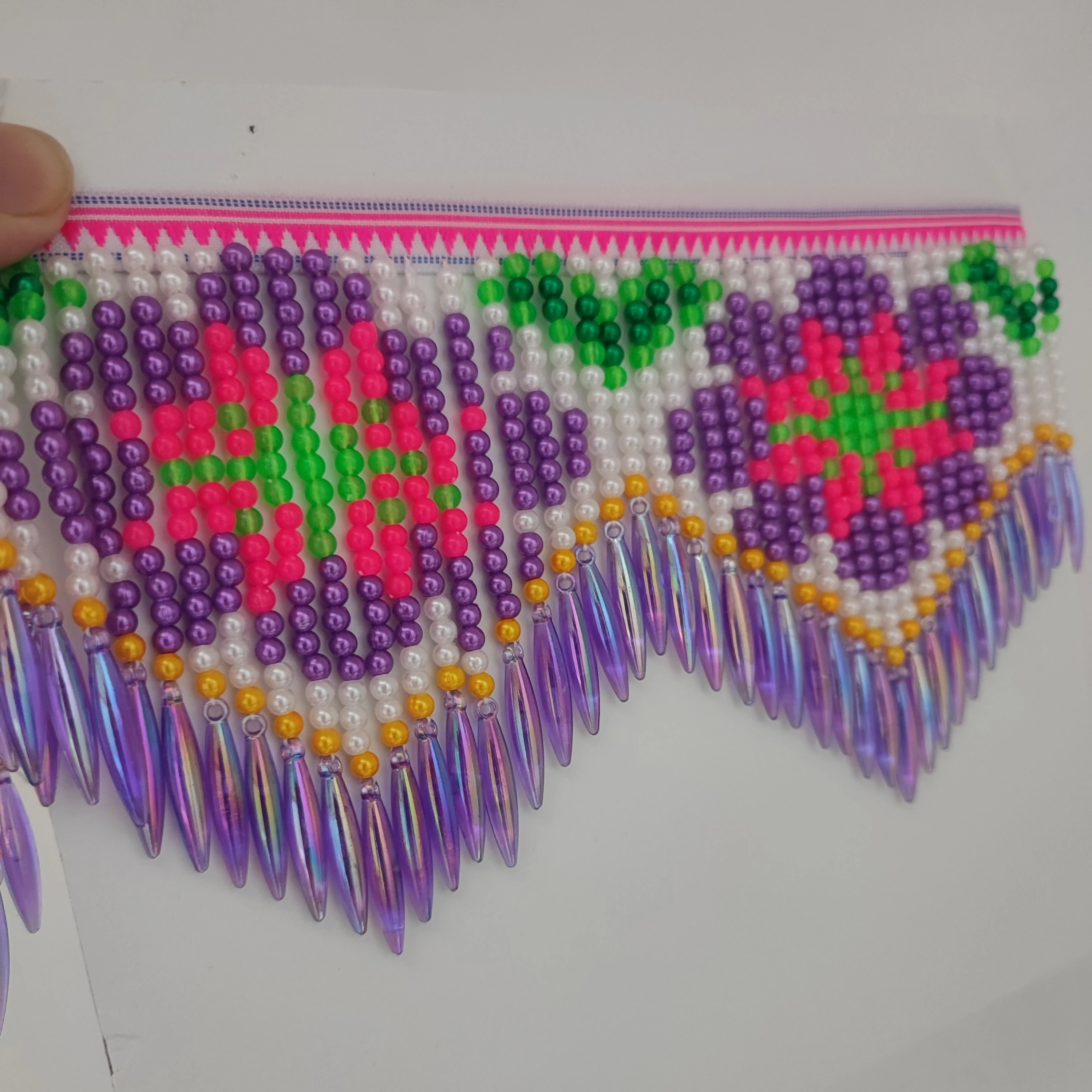 10 cm breed paars madeliefjepa - Beaded Trim Fringe recensie en prijs
