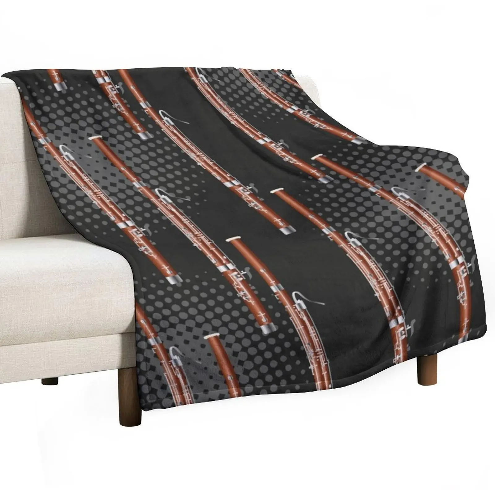 Bassoon on black / gray Throw Blanket Thins Bed Fashionable Plush Blankets