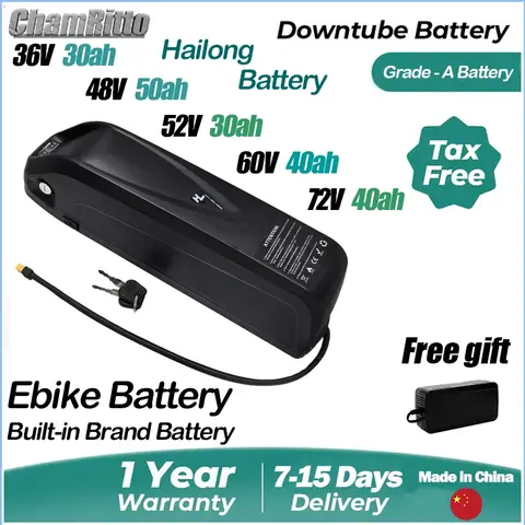72v 50ah Hailong EBike Akku 60v Electric Bicycle Ncr18650b 48V 36V 52V Ebike 3000w Motor 20ah 25 30 35Ah 40 60ah Lithium Battery
