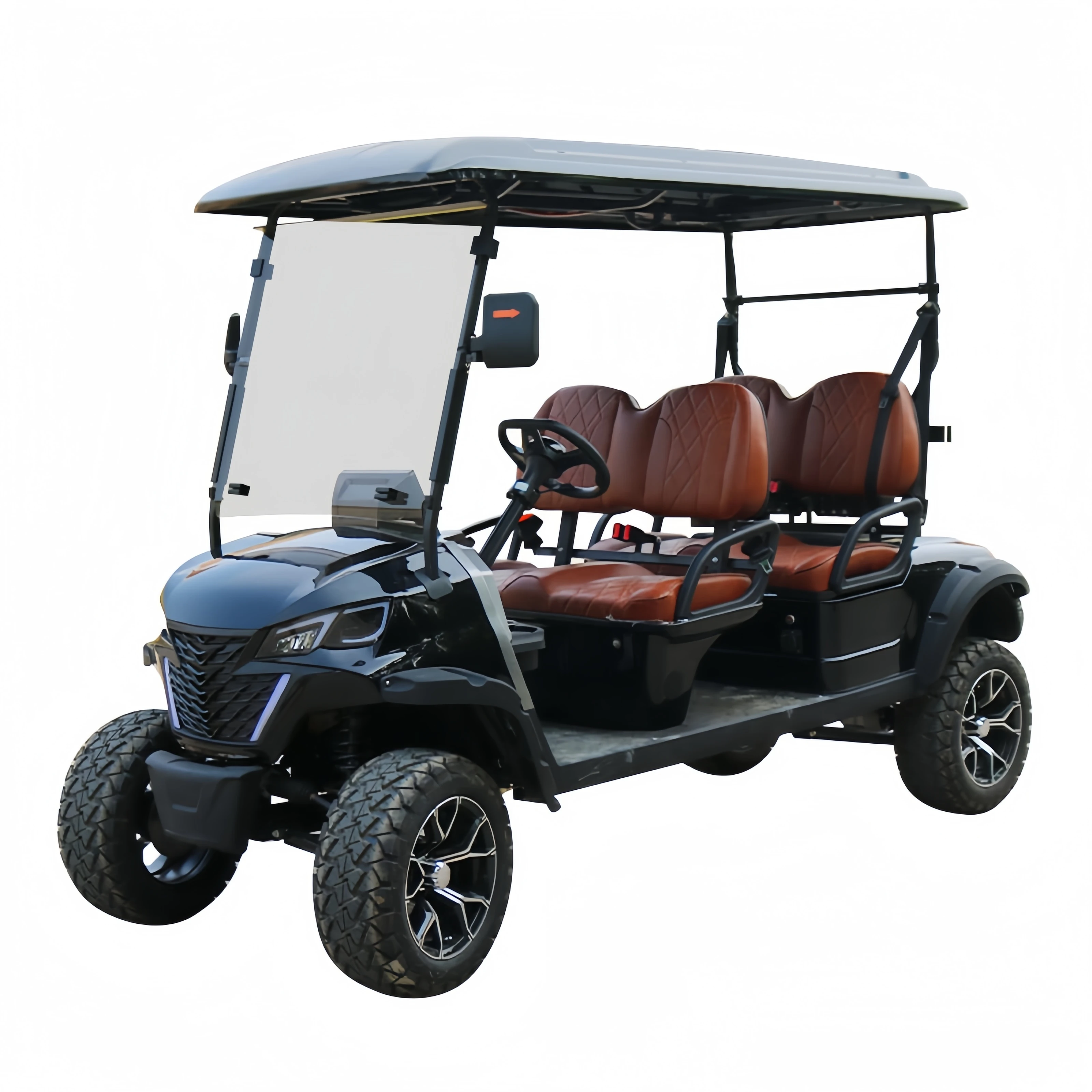 New Energy 4 Seater Customized 5KW AC Motor Lithium Ion Battery 25mph Lifted Off Road Electric Golf Carts