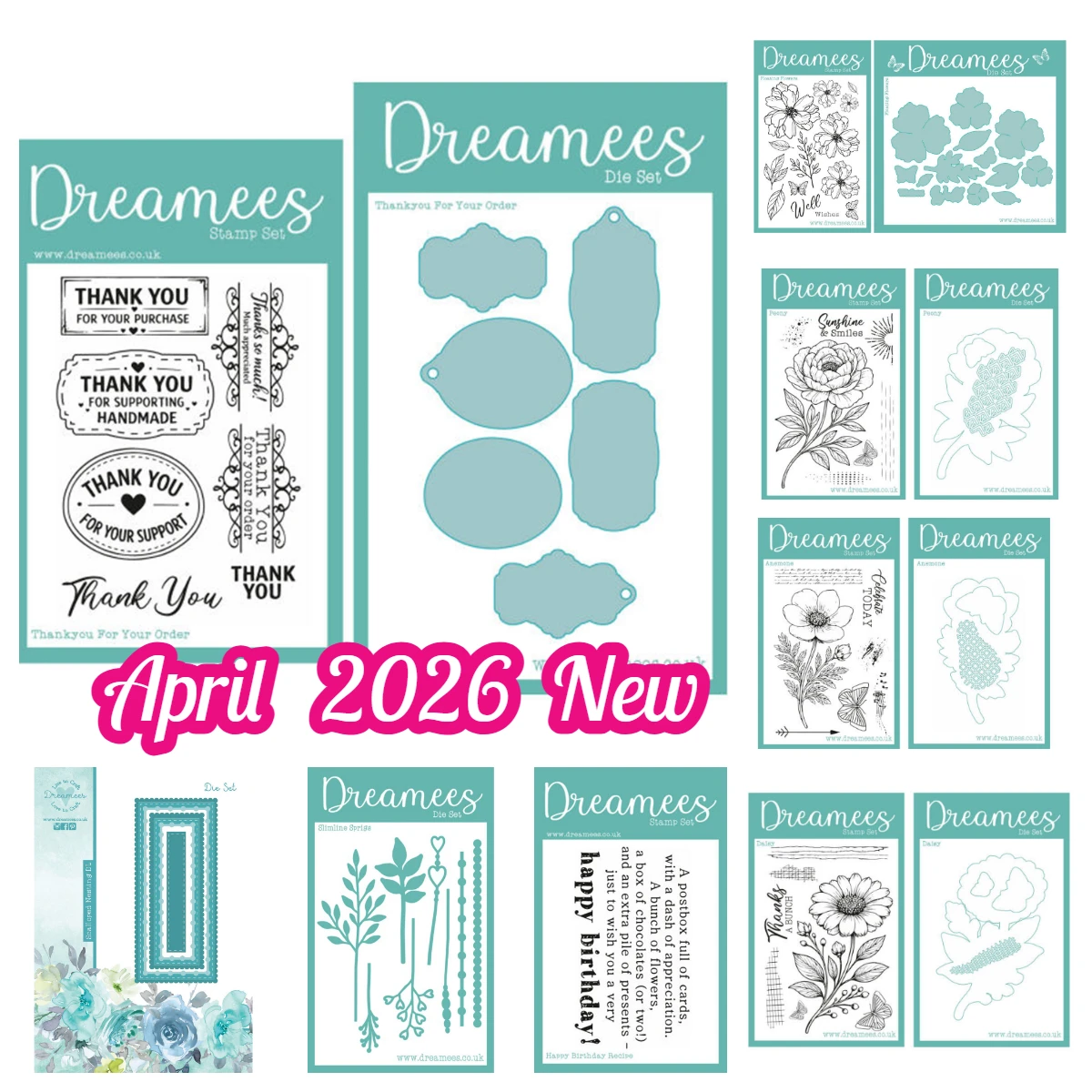 

Dreamees Floating Flowers Anemone Daisy Happy Birthday Recipe Metal Cutting Dies Stamp for DIY Scrapbook Diary Handmade 2026 New