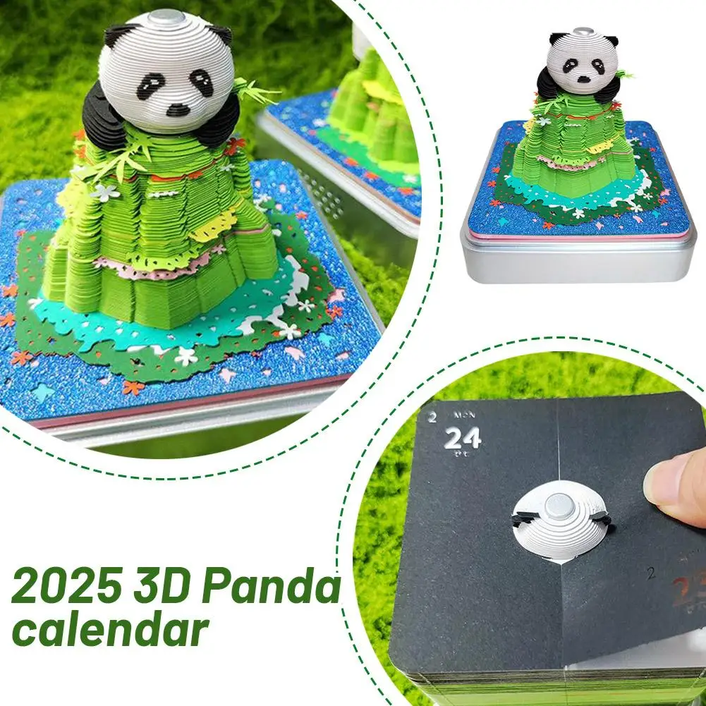 Lock 3d Notepad 3d Art Calendar 2025 Panda Memo Pad Kawaii Sticky 3d Blocks Model Paper Carving Note 3d Gift Note V6p8