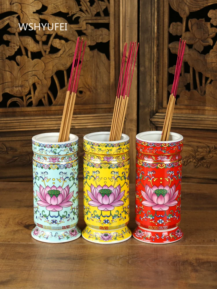 

Эмалированное керамическое ведро для ароматов, домашняя ваза Будды, украшения для буддийского зала, украшение для дома, орнамент