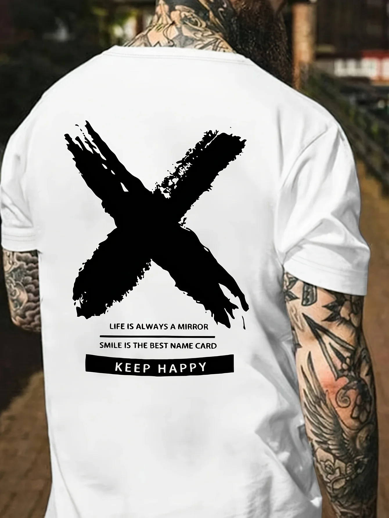 Stylish 100% Cotton Mens T-shirt Featuring Brushstroke X Graphic 