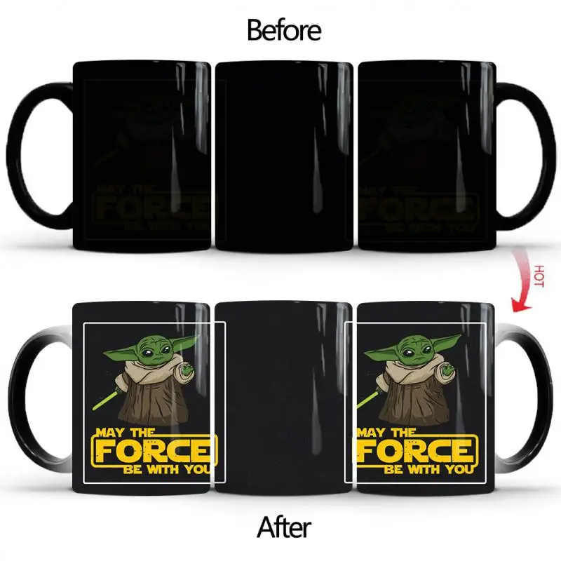 Star Wars Charaktere Meister Yoda Luke Skywalker Keramiktasse Heizung wird die Farbe ändern Kreative Tasse Kaffeetasse Ornament Geschenk