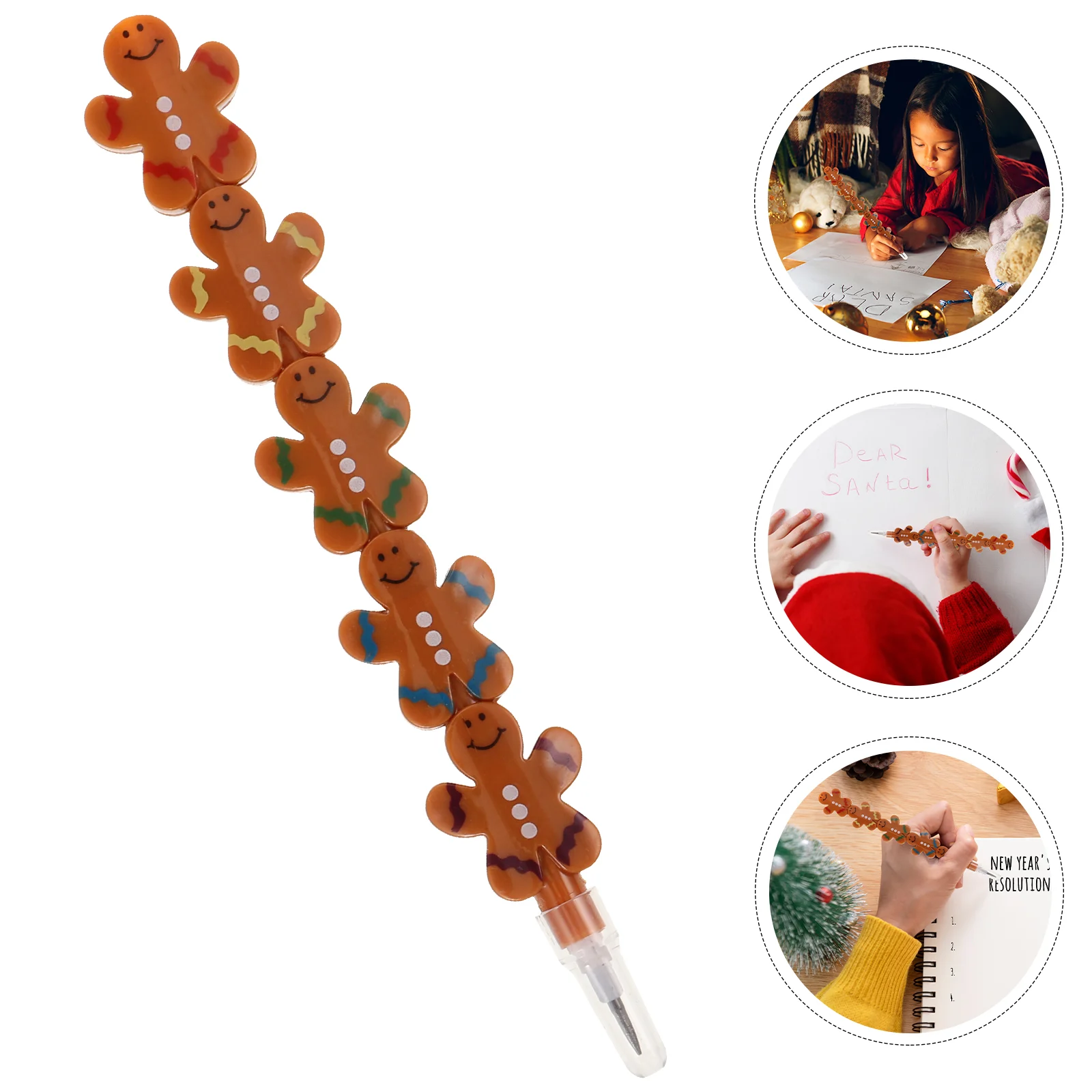 

Gingerbread Man Lights Pencil Toy Mini Ornaments School Supplies Christmas Plastic Stackable