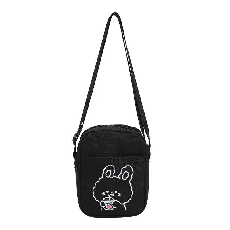 Niedliche Tier-Stickerei Canvas Umhängetasche Handytasche Lässige Kleine Schultertasche für Mädchen Tägliches Einkaufen Outdoor – Detail 5