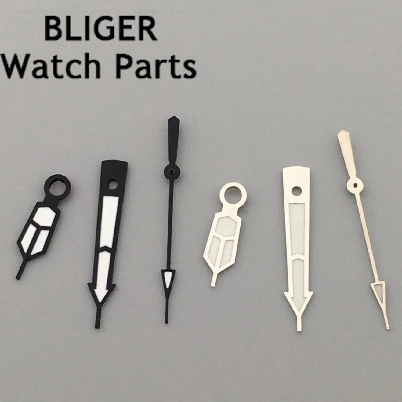 

BLIGER silver black watch hands green luminous hands suitable for NH35 NH36 movement