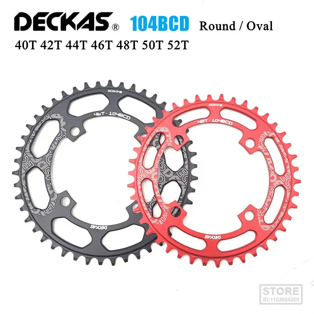 DECKAS 104BCD Bike Chainring 40T 42T 44T 46T 48T 50T 52T Tooth Narrow Wide  Road  Mountain  Chainwheel 104 BCD