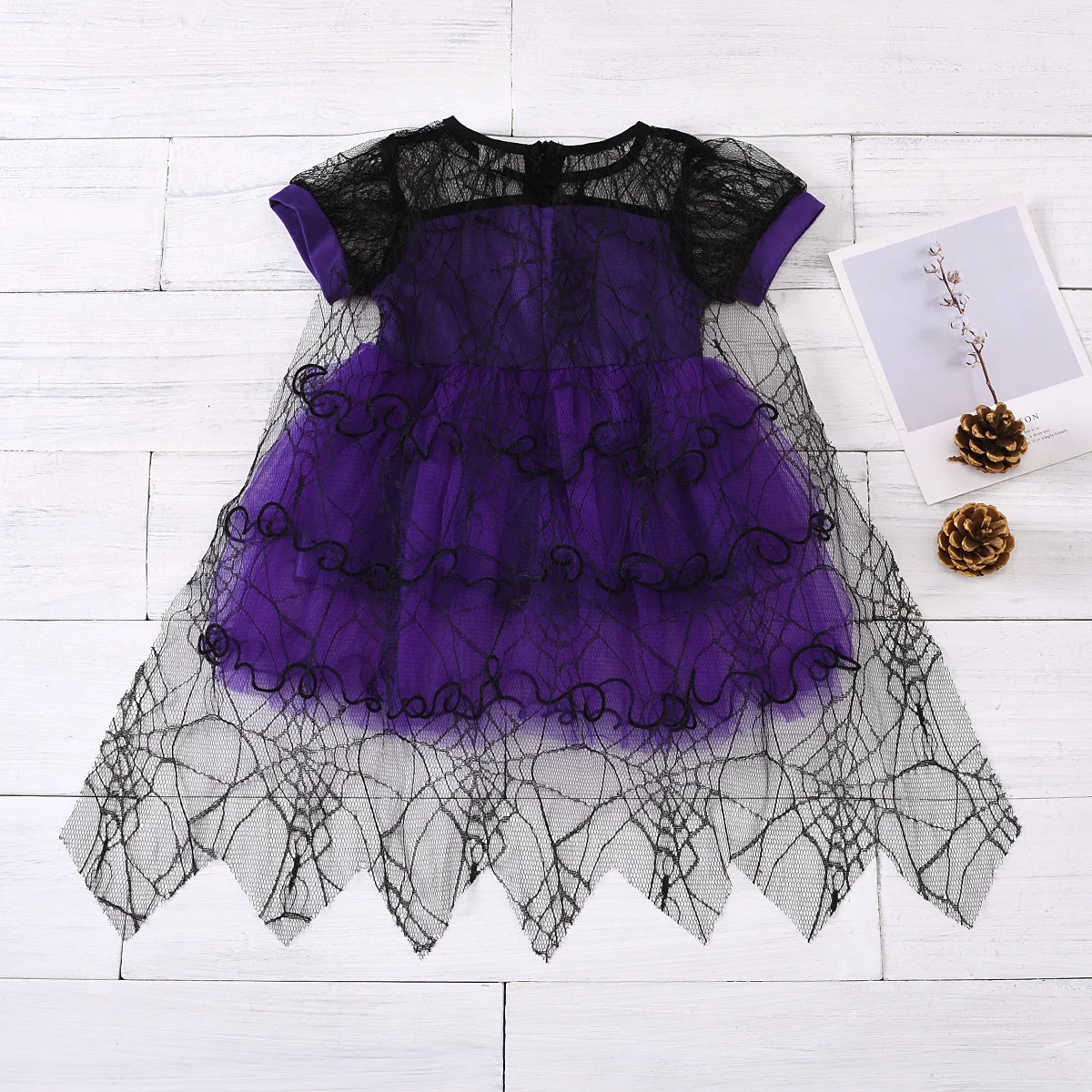 Mädchen-Spinnen-Hexen-Tutu-Kleid-Set, Spinnennetz-Netzcape, Hexenhut, Handschuhe, Kürbistasche, Leggings für Kinder, Halloween-Cosplay-Outfit – Detail 5