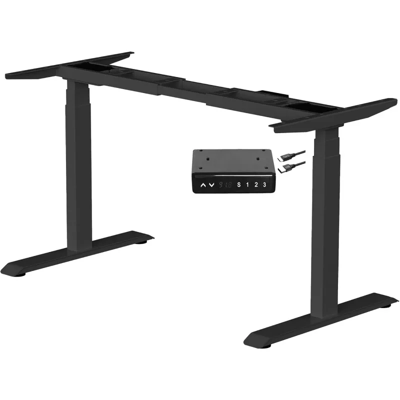 Dual Motor Electric Standing Desk Frame 3 Tier Legs Height Adjustable Handset with USB A+ C Ports Sit Stand up Desk Base