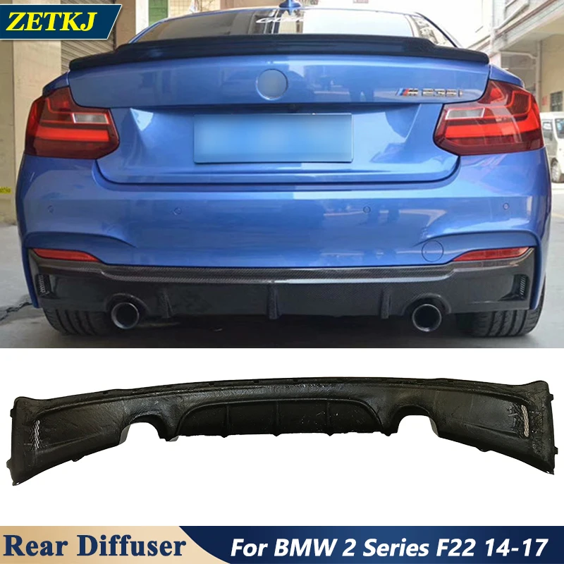 Carbon Fiber Material 2 Exhaust Muffer Pipes Style Rear Bumper Diffuser For BMW 2 Series F22 Tuning 2014-2017