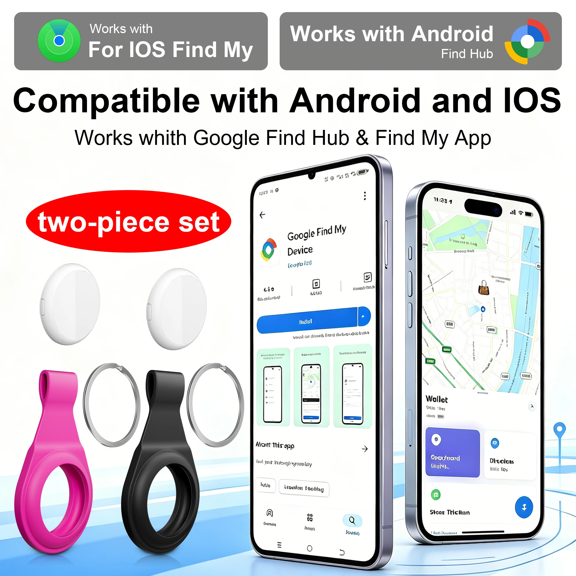 

2-Pack iOS & Android Dual-System GPS Tracker — Pet, Bicycle, and Bag Tracking Device — Wearable Mini GPS Tracker
