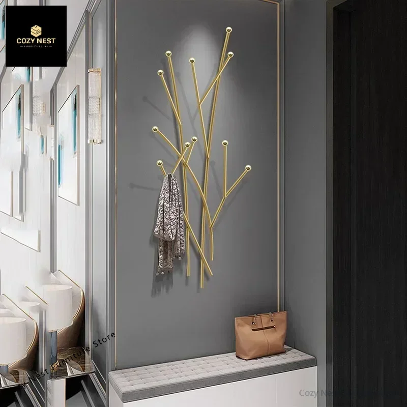 

Golden Wall Mount Clothes Rack Metal Minimalist Hall Entrance Clothes Stand Nordic Hangers Burro Ropa Perchero Home Eccessories