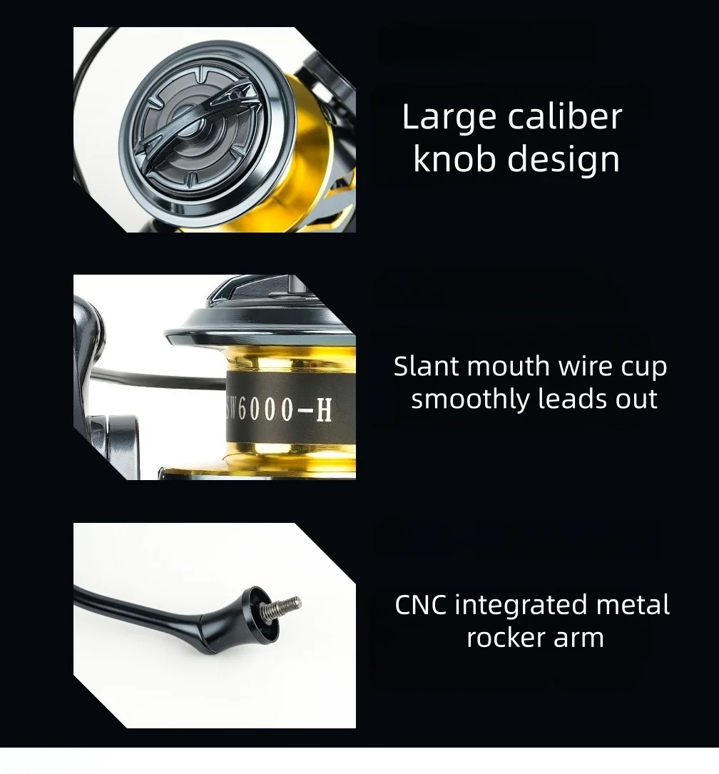 Okuma Original Vollmetall-Spinnrolle, 4000-7000, 25KG Große Bremskraft, Ausgestattet mit Hochwertiger Angelschnur – Detail 8