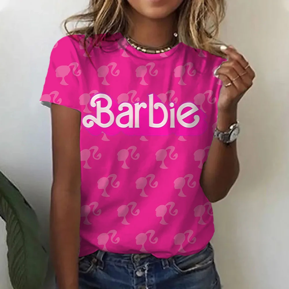 Women\'s T-Shirts Barbie lettering Printed Tee For Women High Street Classic Tops Stylish Soft Fashion Girlish Lovely Girls Gift