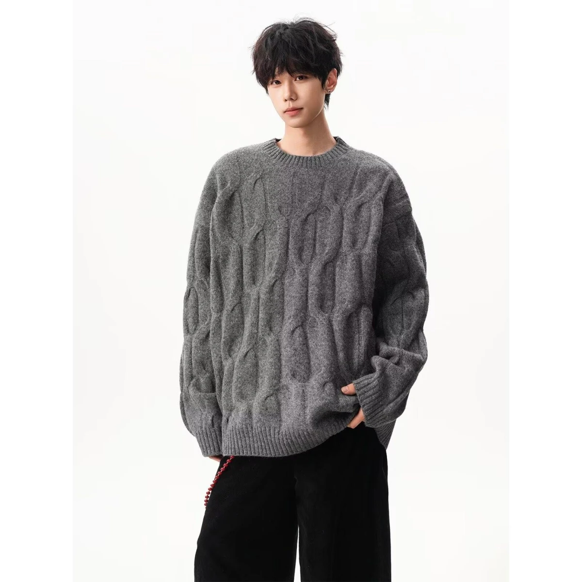 

Sli round Ne Knitted Sweater Men's Faionable Base Layer irt Autumn Winter Slim Fit Quali Polyester Fiber Long Sve