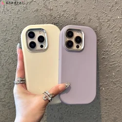 For iPhone 15 14 Plus 13 12 11 Pro Max Mini XS Max XR X 7 8 6 Plus SE Phone Case ins Oval Plating Color Matte Silicone Cover