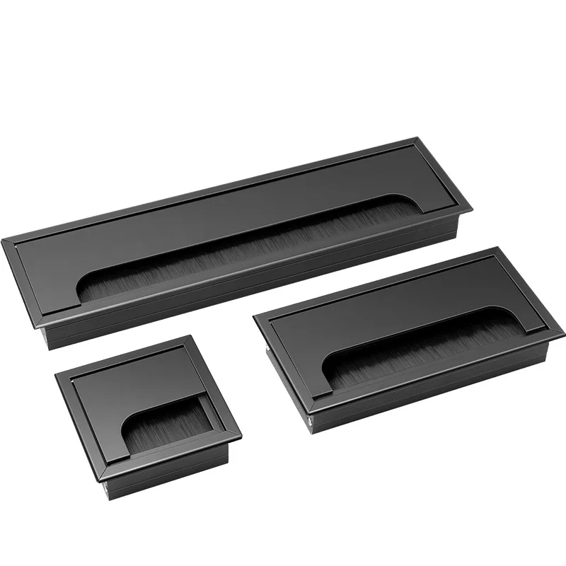 

Aluminum Alloy Table Threading Box 80mm With Brush Cable Threading Box With Cable Grommet Hole Cover Outlet Port
