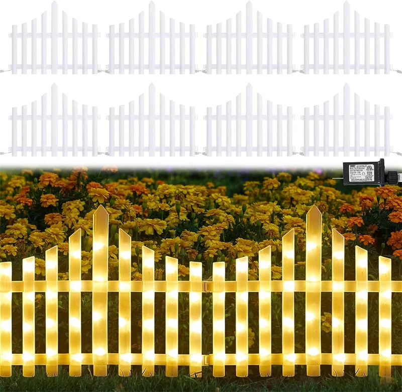 8PCS LED Fence Lights Outdoor Christmas Tree Enclosure Decoraction Lamp Waterproof Garden Courtyard Lighting For Wedding Party