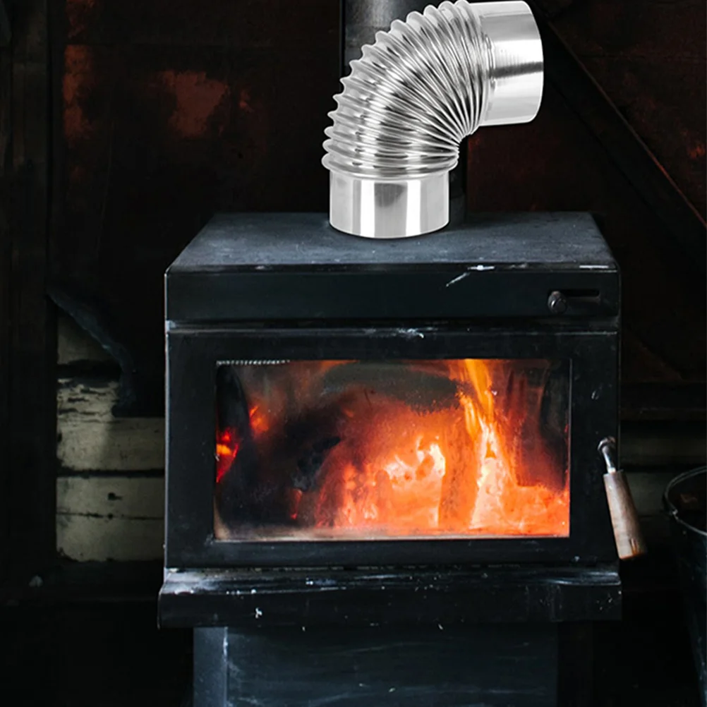 Estufa de leña calefacción de acero inoxidable codo chimenea accesorios de manguera de aire de combustión extensión de calentador de boquilla