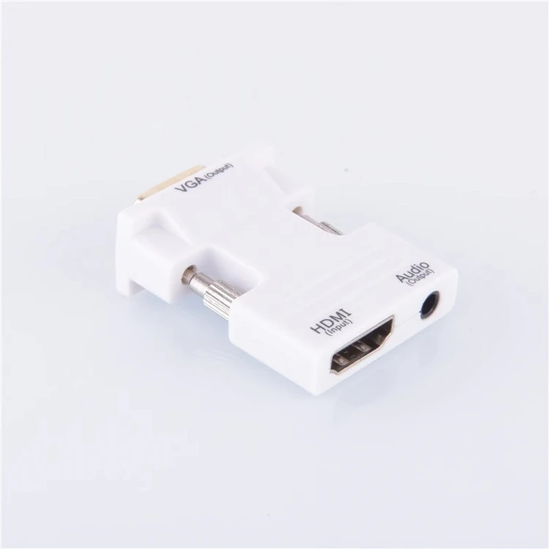 Hdmi-fêmea compatível para vga macho conversor 3.5mm adaptador de áudio 1080p fhd saída de vídeo portátil tv monitor projetor