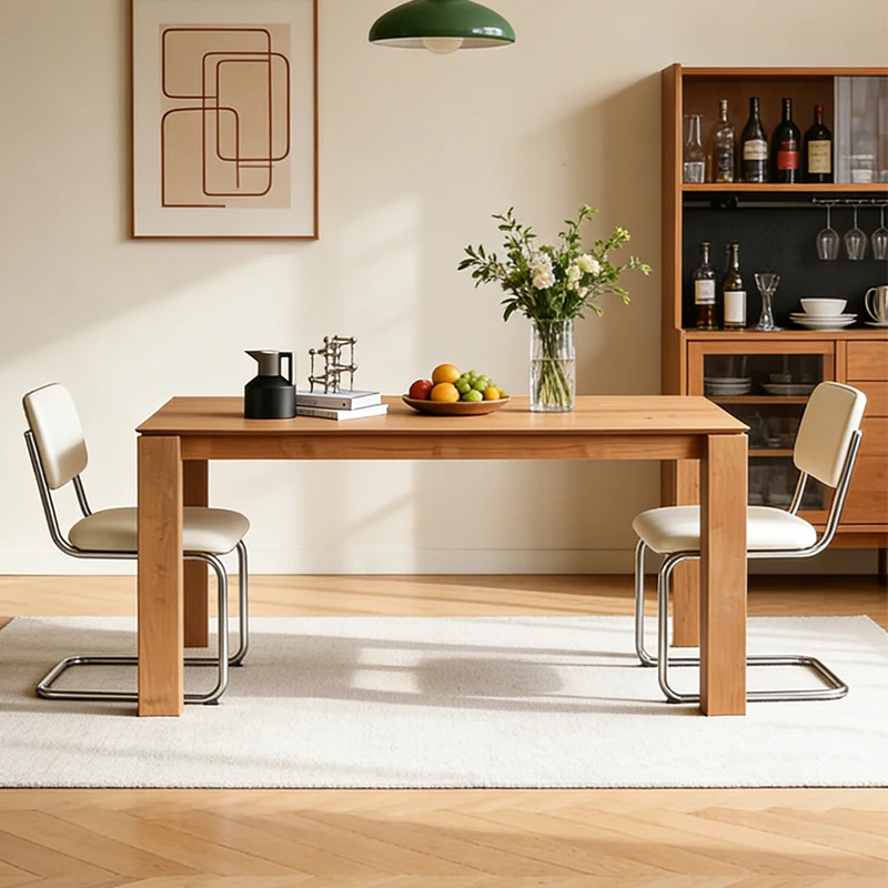 

km-Natural Wood Solid Wood Rectangular Dining & Desk Table Dual-Purpose Minimalist Workstation Nordic Style Home Office Table%