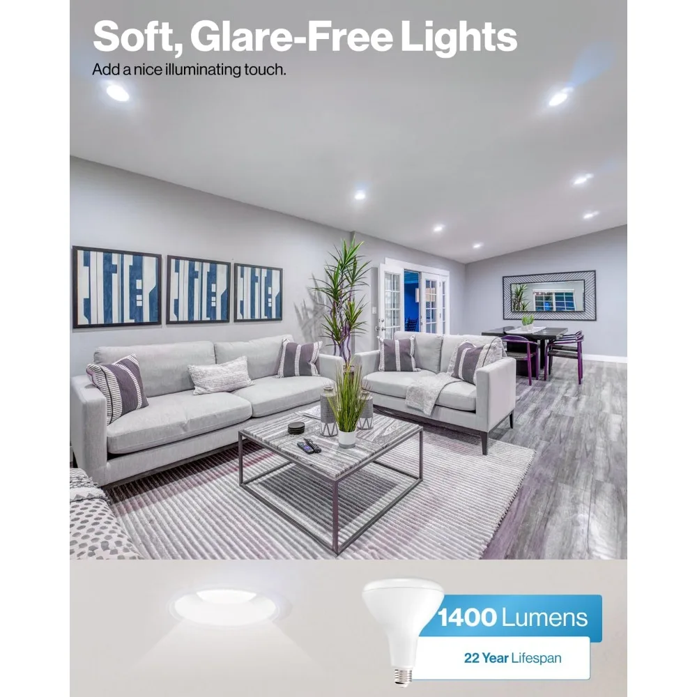 Confezione da 30 lampadine a LED, luci di inondazione per interni BR40, illuminate da incasso, 1400 lumen, 17 W, equivalenti a 100 W, bianco caldo 3000 K, Ener