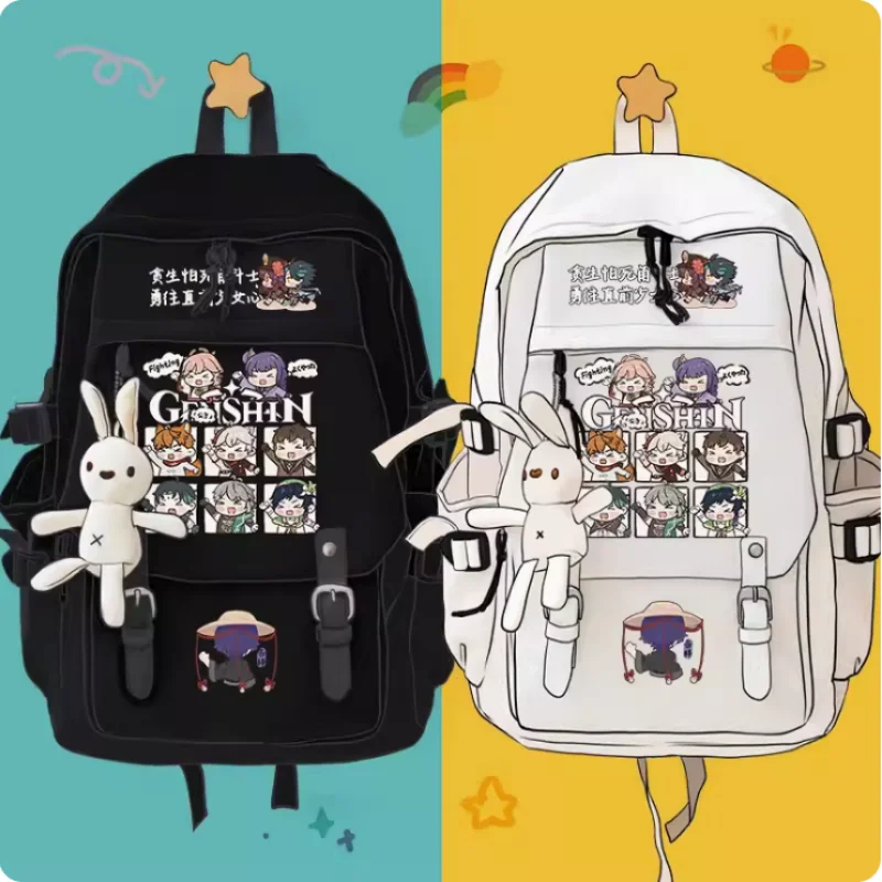 Anime Genshin Impact Yae Miko Wanderer  Big Capacity Girls Backpack Travel Bag Boy Teenager Schoolbag