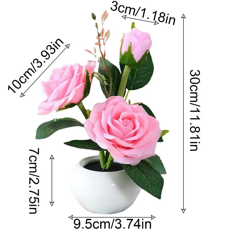 Lámpara LED de flores para mesita de noche, iluminación suave de rosas, luces de noche para el hogar y la sala de estar