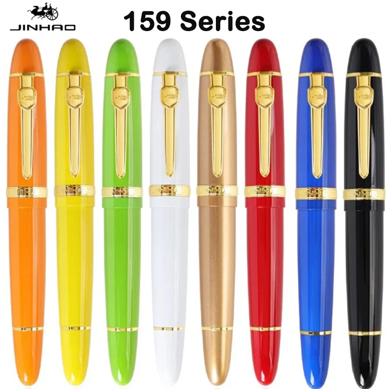 JINHAO-159ボールペン、営業署名ペン、ステンレス鋼素材、交換可能な詰め替え、事務用品、文房具