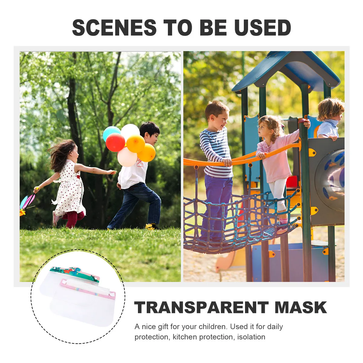 

2Pcs Transparent Face Mask Kids Face Guard Protection Cover Portable Waterproof Lightweight Widened Screen for Daily Use Travel