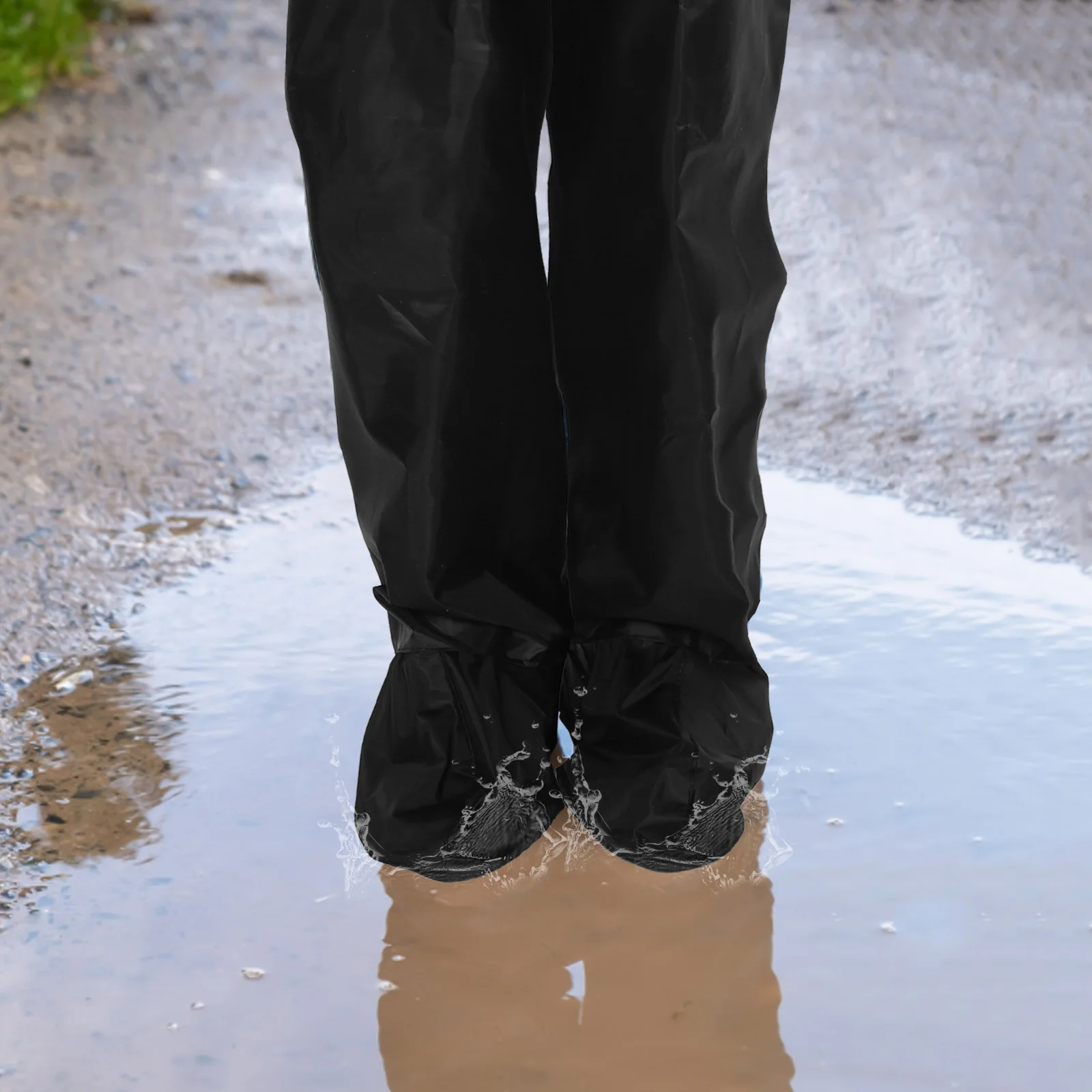 1 قطعة 1 زوج مقاوم للماء دراجة نارية المطر السراويل مع أغطية التمهيد للمشي التخييم ركوب الخيل في الهواء الطلق والعتاد ملابس ضد المطر للرجال والنساء #1