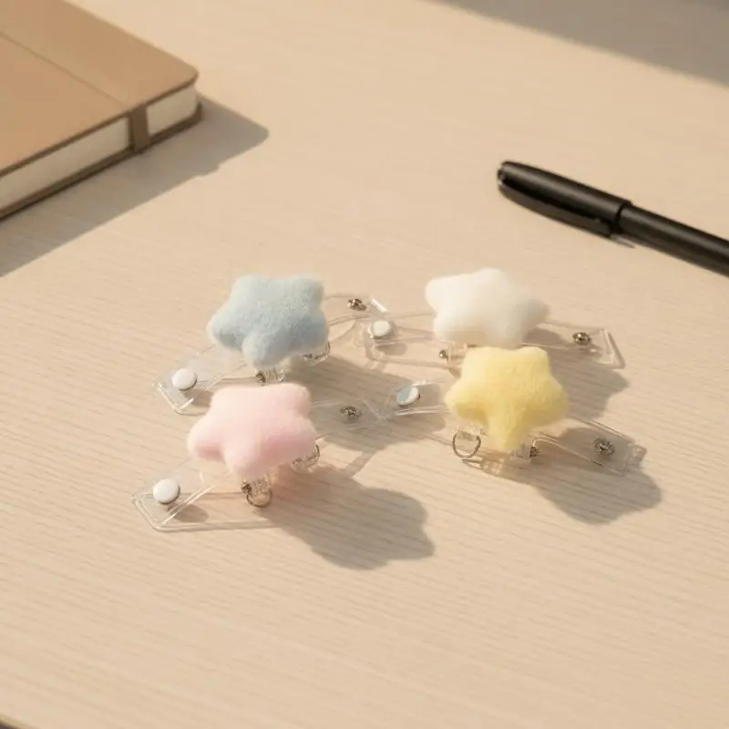 New Cute Fluffy Star ID Badge Clips Soft Plush Ideal Gift for Classmates Colleagues Nurses Students