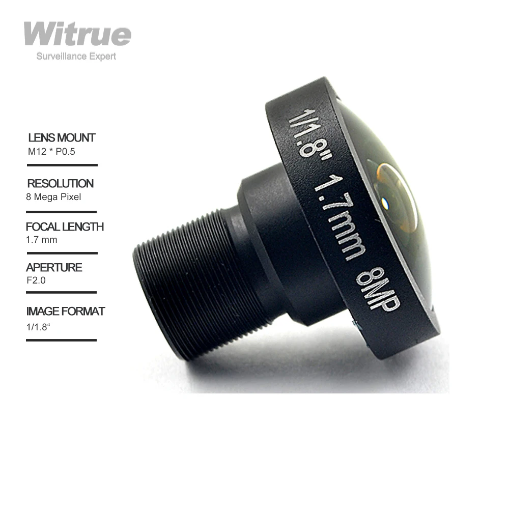 Witrue 4K CCTV Lens 8Megapixel Fisheye 1/1.8 Inch 185 Degree M12 Mount  1.7mm For IMX178 Sensor Surveillance   Camera