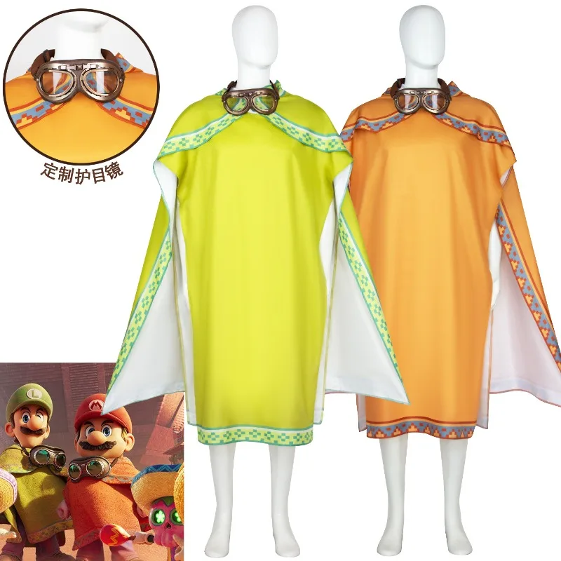 

Anime Disguise Movie Plumber Brothers Cosplay Goggles Cloak Desert Suit Game Costume Halloween Role Costume Play Fancy Clothes