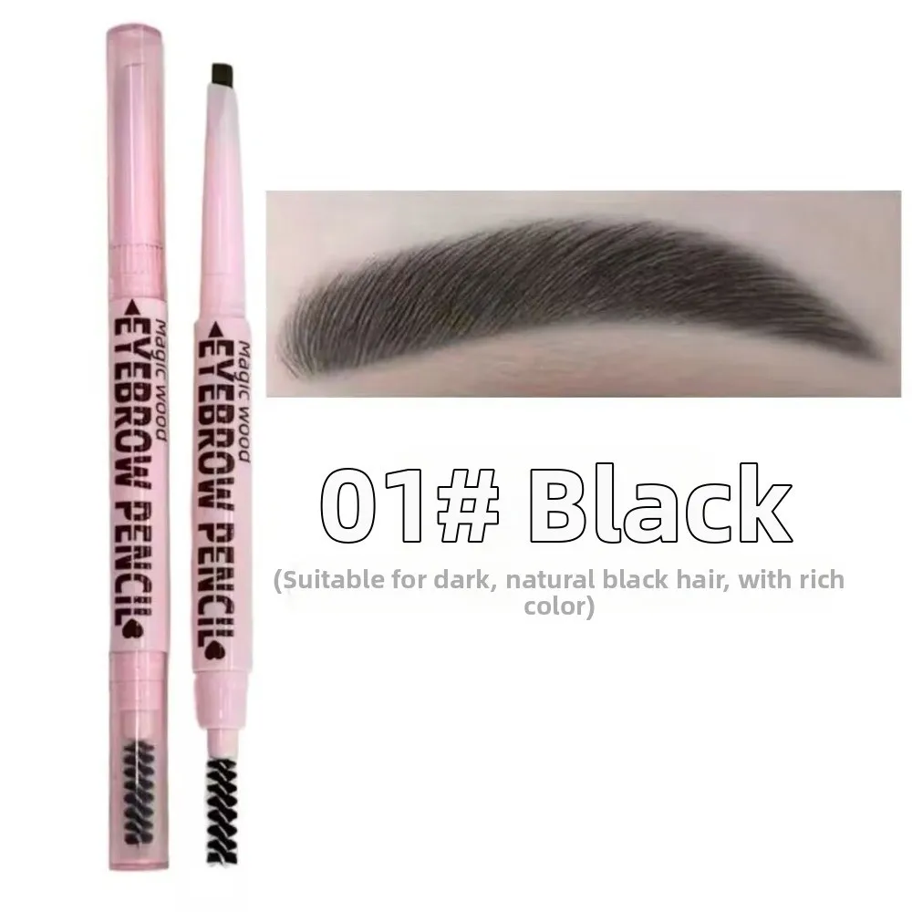 Natural Shade Dual-Ended Eyebrow Pencil Long-Lasting Retractable Eyebrow Makeup Pencil with Brush 6 Colors Available