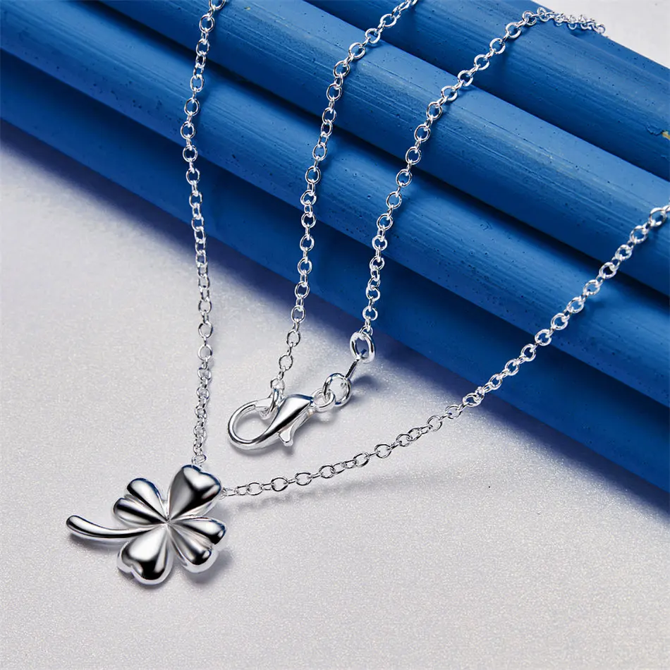 925 sterling silver 16-30 inch exquisite clover pendant necklace for women's fashion wedding accessories jewelry