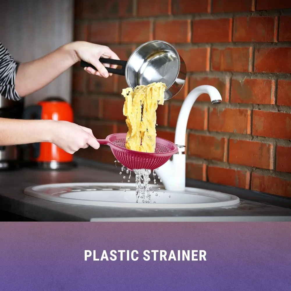 YBM Home Coador de plástico profundo de 8,5 polegadas com alça longa – feito de plástico sem BPA seguro para alimentos – Durável e máquina de lavar louça